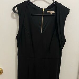 RW&CO. Black Sleeveless Midi Sheath Dress with V-Neck